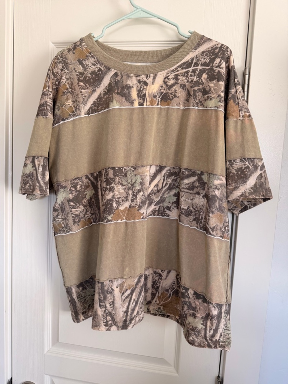 Gilded Intent Short Sleeve Camo Stripe Tee in Tan and Brown